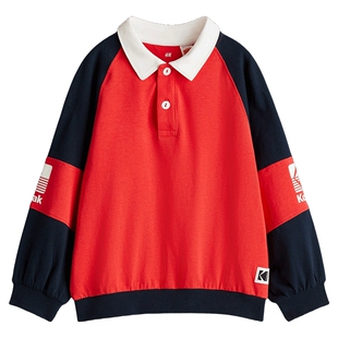 【柯达】HM童装儿童男童女童卫衣春季新款红色橄榄球衫1315349