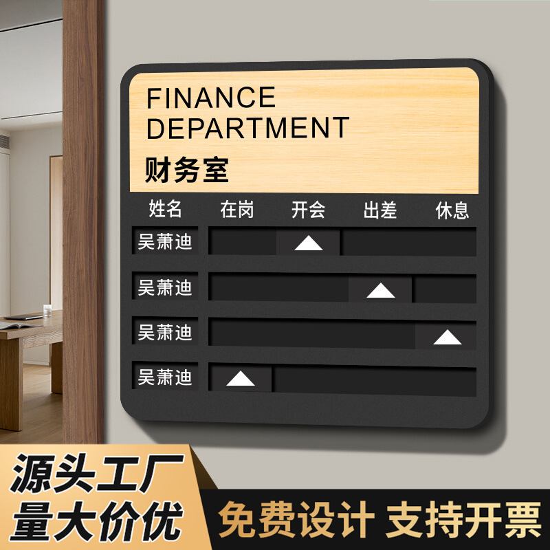 亚克力人员去向牌办公室员工岗位更换公司标识牌指示牌工位姓名可