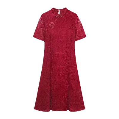 洋气妈妈婚宴礼服蕾丝连衣裙年轻