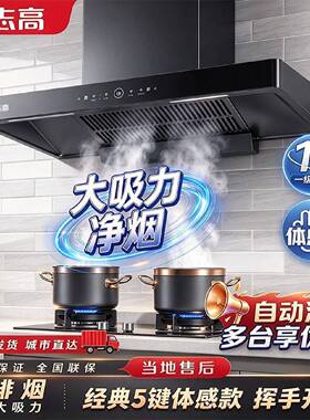志高抽油烟机家用厨房大吸力吸烟机顶侧双吸顶吸烟机变频煤燃气灶