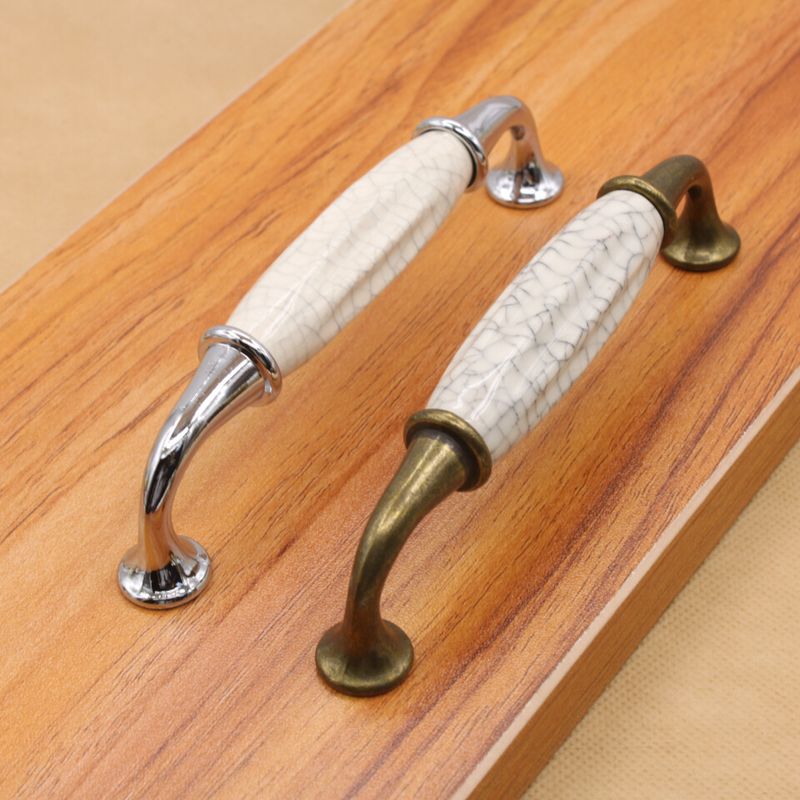 陶瓷拉手白陶瓷黑色把手橱柜厂家直销裂纹拉手抽屉欧式批发锌合金