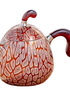 蜂鸟工坊 银壶泡茶壶木把木钮木纹金龙蛋小壶