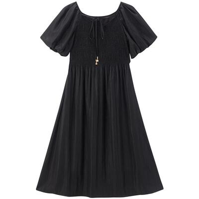 太平鸟女装夏季气质系带小黑裙休闲连衣裙A1FAE2531