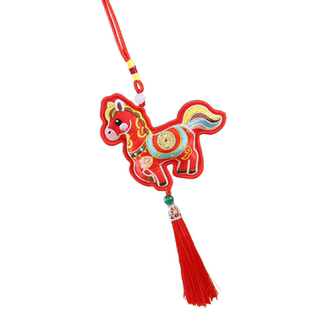 2026年新款车挂马年刺绣小钱马香包挂件马上有钱马上有福装扮用品