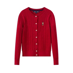 秋冬新款围尼小熊女童纯棉刺绣针织开衫抗起球儿童外套验货品质