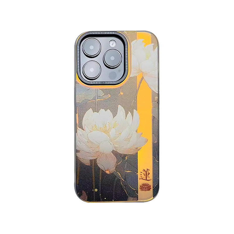 莲丨言西原创丨imd镭射手机壳国风新中式小众高级艺术感iphone15promax苹果14/13/1211手机套