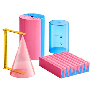 圆柱圆锥六年级数学教具表面积体积推导模型学具小学6学生用蒙氏圆柱体几何图形比演示器公式下册6合1套装