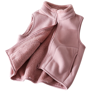 蔚未来儿童马甲秋冬2025新款女童加绒加厚保暖背心亲子装毛绒马夹
