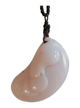 天然玉石白蛋白马上有钱吊坠蛋白