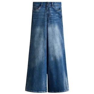 HM女装牛仔裤冬季直筒复古牛仔裤宽高腰设计长裤1308083