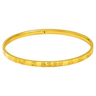 亚一黄金足金吉言手镯流畅线条恭喜发财吉言祝福财运爆棚节日送礼