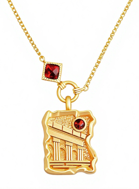 法式轻奢复古时间遗址锁骨链纯银