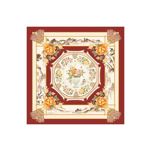 万事利桑蚕丝真丝丝巾女妈妈生日礼物88cm复古典雅大方巾披肩礼盒