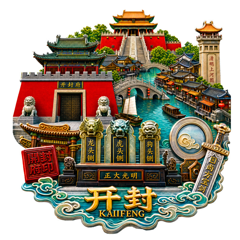 【开封金属冰箱贴】清明上河图开封府龙亭立体浮雕纪念品文创礼物
