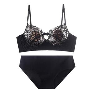 法式内衣薄款蕾丝大胸显小胸罩