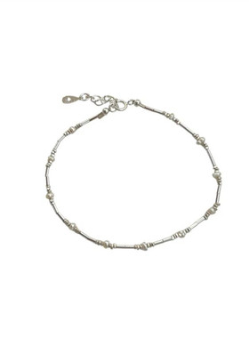 碎银子女银天然淡水珍珠极细手链