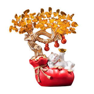 躺赚招财猫摆件福袋高档店铺前台办公室装饰品送朋友新店开业礼物