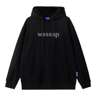 WASSUP国潮牌ins春秋季重磅高街字母卫衣男女情侣连帽衫休闲上衣