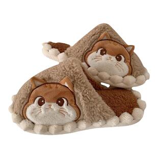 细细条 可爱猫咪棉拖鞋女冬季少女心家居防滑保暖包头月子软底鞋