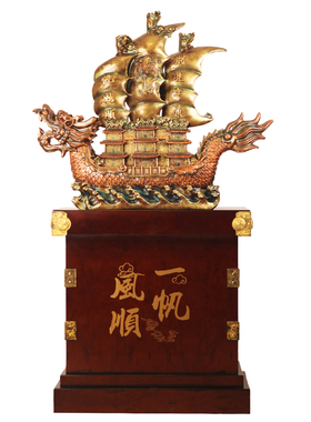 一帆风顺办公室龙船摆件树脂祝福