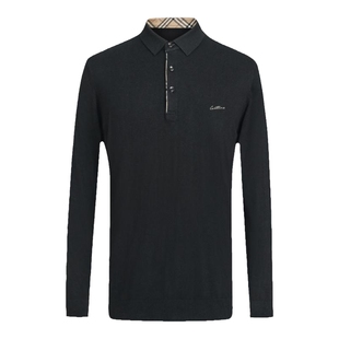 红豆含桑蚕丝羊毛长袖polo衫男秋冬爸爸翻领针织衫毛衣男款