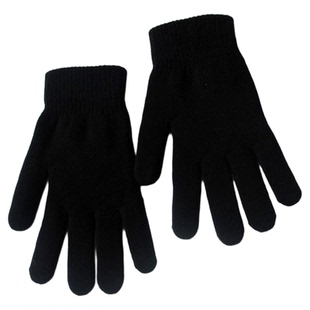 纯色针织手套男女士秋冬季保暖加绒弹力毛线分指学生骑行防寒手套