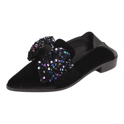 SHELLYS单鞋两穿亮片蝴蝶结尖头