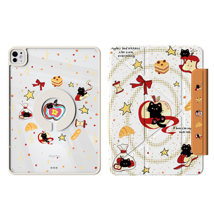 适用ipadair7保护套新款pro磁吸旋转ipad11平板壳mini7苹果10代防弯摔air654横竖13寸搭扣笔槽9可拆8可爱高级