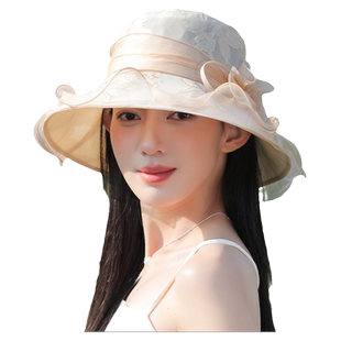真丝帽子女夏大檐防晒帽女防紫外线桑蚕丝遮阳帽女2025新款太阳帽
