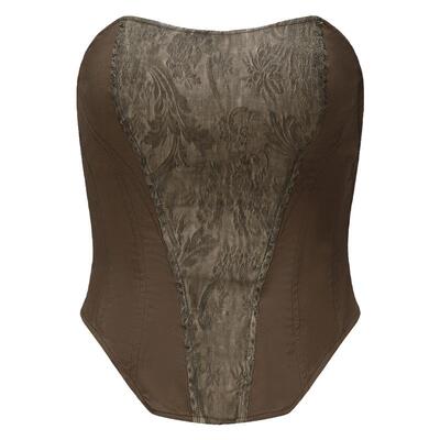 Elywood棕色提花混纺抹胸