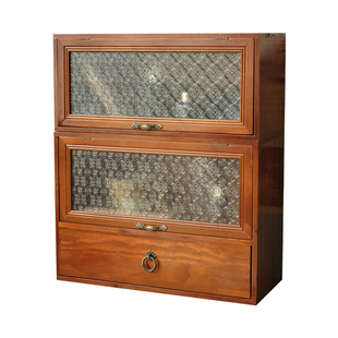 桌面实木化妆品多层收纳盒置物架杂物护肤品整理复古抽屉柜防尘