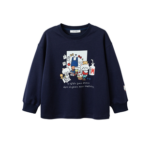 柒号童仓女大童韩版洋气卡通薄卫衣T恤秋装新款儿童休闲宽松上衣