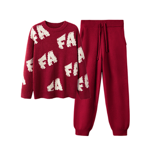 螃蟹秘密【超柔软】情侣本命年大红色睡衣女款半边绒结婚家居服秋