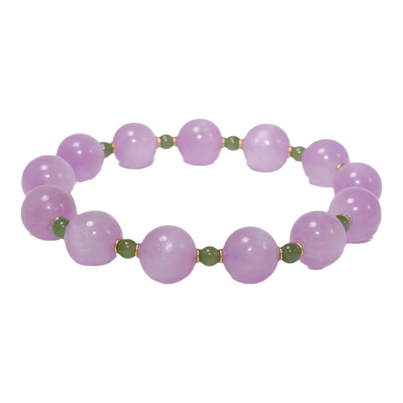 夜宴皇后紫锂辉猫眼水晶单珠手串薰衣草紫色转运珠新中式手链饰品