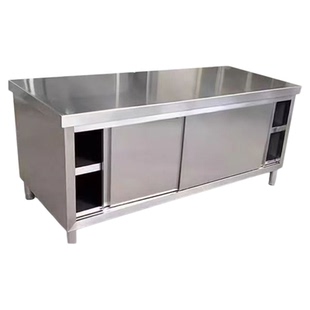 304特厚1.5整体焊接不锈钢拉门工作台厨房橱柜操作台厨房酒店放碗