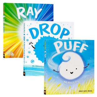 儿童自然科普3册 空气/水循环/光是如何工作 英文原版绘本 Puff/Ray/Drop 亲子共读科学启蒙知识百科图画书 全彩趣味璀璨插画 精装