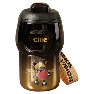 希乐星际熊咖啡杯外带保温水杯男士直饮陶瓷内胆高档高级潮酷杯子