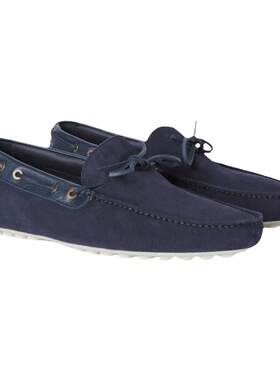 Loro Piana/诺悠翩雅男鞋海军蓝色翻毛皮系带软皮鞋乐福鞋