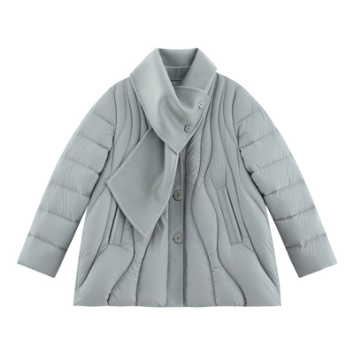 中长款廓形白鸭绒羽绒服