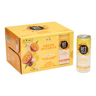 百补【开市客爆款】VIT CRUSH柠檬百香果茉莉气泡果汁茶NFC*12罐