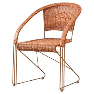 阳台户外钢筋藤椅靠背椅子办公室家用休闲久坐不累舒服透气高靠背