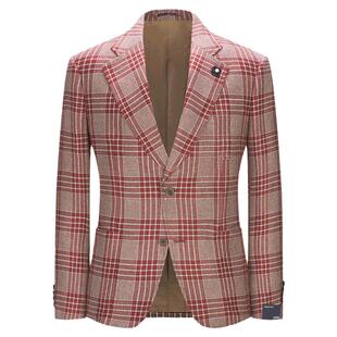 LARDINI意大利进口千鸟格西装外套男桑蚕丝羊毛商务单西休闲西服