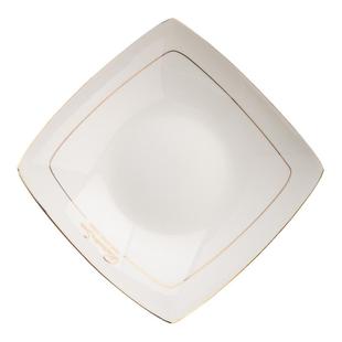 家用轻奢金边四方形盘子菜盘创意 骨瓷深盘陶瓷碟子餐具套装 方盘