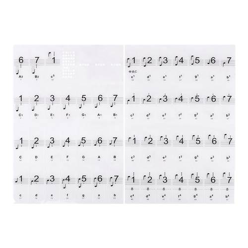 钢琴贴纸88/61/54键儿童成人电子琴键盘无胶透明贴五线谱简谱自学