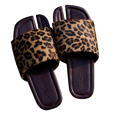 Le'Murmure豹纹手工分趾凉拖