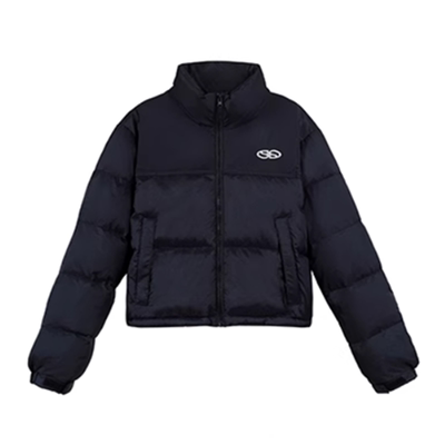 90白鸭绒美式潮牌黑色短款羽绒服