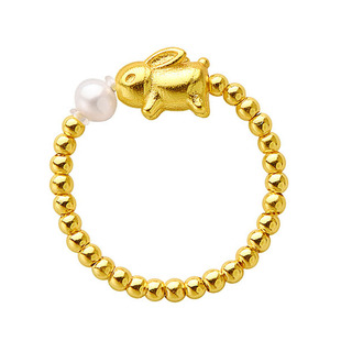 觉人原创纯银镀金珠桂花戒指淡水珍珠小众设计弹力指环礼物三秋梦