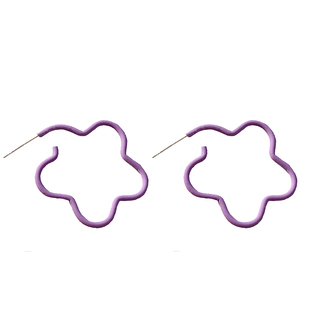 紫色花朵耳环女韩国网红个性耳钉ins风简约百搭耳圈925银针耳饰品