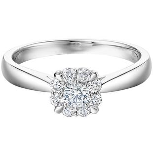 DRBELIEVE爱的捧花求婚钻戒钻石铂金戒指群镶天然钻石A16023