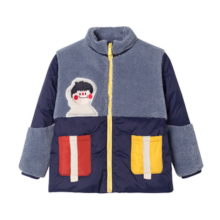 viciusss男童棉服2025新款冬季仿羊羔毛棉袄加厚立领儿童冬装外套